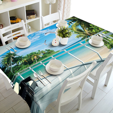 3D Tablecloth Beachfront Beach Landscape Pattern Polyester Waterproof Rectangle Table Cloth Home kitchen Dining Table Cover 2024 - buy cheap