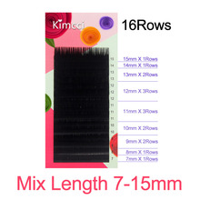 Kimcci 16Rows 7-15mm Mix Faux Eyelash Extension Individual Silk Mink Eyelashes Professional Natural 3D Volume Cilia Long Black 2024 - buy cheap