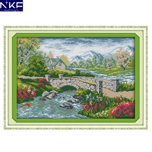 NKF Uma Pequena Ponte Sobre O Córrego Fluindo do Ponto da Cruz Needlework Contados Cross Stitch Kits para Bordar Ponto Cruz Chinesa 2024 - compre barato