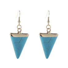 Fashion Triangle Calaite Stone Pendant Earring Free shipping 2 color available 2024 - buy cheap