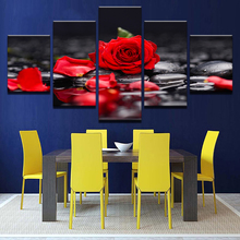 Modern Canvas Painting Decor Framework Wall Art Print Pictures 5 Piece Red Rose Flowers Stone Petal Poster For Living Room 2024 - buy cheap