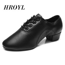 Hroyl novos sapatos de dança para homens de salto baixo sapatos de dança latina sapatos de dança de salão 2024 - compre barato