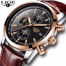 LIGE Mens Watches Top Brand Luxury Leather Casual Quartz Watch Men Military Sport Waterproof Clock Gold Watch Relogio Masculino 2024 - buy cheap