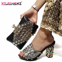 Conjunto de sapatos e bolsas femininas, sapatos de festa africanos, para combinar com cristal brilhante para o casamento, novidades especiais 2024 - compre barato