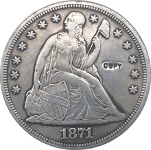 1871 Сидящая Liberty доллар копия монет 2024 - купить недорого