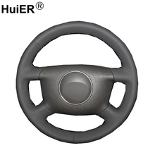 HuiER Hand Sewing Car Steering Wheel Cover Black Leather For Audi A3 2000-2005 A4 (B5 B6) Avant A6 A2 (8 Z) A3 (8L) Sprotback 2024 - buy cheap