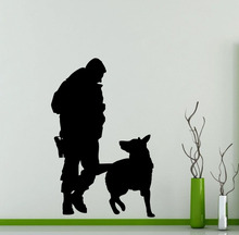 Agente da polícia Cão Adesivos de Parede Home Decor Crianças Quarto Da Parede do Vinil Decalques Arte Militar Silhouette Decor Removível Mural ZB092 2024 - compre barato