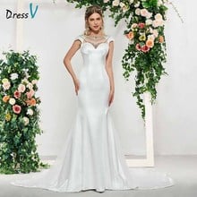 Dressv elegant ivory cap sleeves backless mermaid wedding dress floor length simple bridal gowns trumpet wedding dresses 2024 - buy cheap