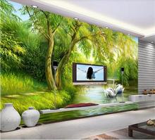 Papel de parede foto personalizada 3d, mural de crianças para sala de estar, sofá, plano de fundo, floresta nórdica, lago dos cisnes, decoração para casa 2024 - compre barato