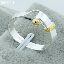DOTEFFIL 925 Sterling Silver Gold Beads Ring For Women Wedding Engagement Party Fashion Charm Jewelry 2024 - buy cheap