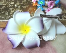 purple Foam Hawaiian Plumeria flower Frangipani Flower bridal hair clip 8cm  FF15528-1 2024 - buy cheap