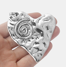 4PCS Tibetan Large Hammered Love Heart Charms Carved Spiral Swirl Pendants for Findings Jewelry Making 70x68mm 2024 - buy cheap