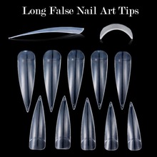 100Pcs Stiletto Long False Fake Nails Tips White/ Clear /Natural Manicure Artificial Nails Salon Half Cover Tips 2024 - buy cheap