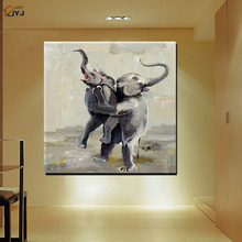 Картина с изображением слона для гостиной Ручная роспись Современная абстрактная картина маслом на холсте украшение на стену подарок без рамки CT115 2024 - купить недорого