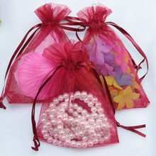 New Fashion 100pcs Organza Wedding Party Favor Gift Candy Jewellery Bags Pouches Deep Red 15x20cm 2024 - buy cheap