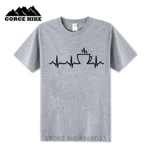 Creative Design High Quality T shirt Coffee Heartbeat Love Shirt - Coffee Lover Tshirt T-Shirt black White T-shirt Funny Tshirt 2024 - buy cheap