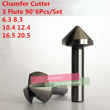 6pcs 3F-(6.3 8.3 10.4 12.4 16.5 20.5)*90 Degree HSS Chamfer Cutter Chamfering Drilling Mill Drill Set Milling Cutting Tool Set 2024 - buy cheap