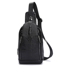 Men Sling Chest Pack Vintage Genuine Leather  Messenger Bag  Shoulder Chest Bags  Travel Knapsack Crocodile Grain Head casual ba 2024 - buy cheap