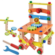 Bloques de construcción de madera para niños, juguete de combinación de desmontaje de tuerca multifunción, silla montada en casa, educativo, para regalo 2024 - compra barato