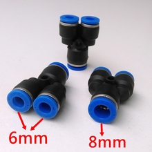 10pcs/lot Y Union Tee Reducer 8mm To 6mm Tube Fitting PW8-6 Y shape Pneumatic Fitting 2024 - buy cheap