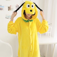 Pijama de flanela unissex, macacão fofo de cachorro amarelo unicórnio para mulheres adultas traje de fantasia para cosplay 2024 - compre barato