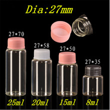 Diameter 27mm Glass Bottles Empty Vitreous Vials With Plastic Cap 8ml 15ml 20ml 25ml Transparent Jars Jewelry Gifts 50pcs 2024 - buy cheap