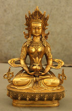 Тибетская Храмовая бронзовая фигурка позолоченная Амитаюс долголтия богиня Будда статуя 2024 - купить недорого