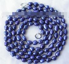 stunning long 50" 8-9mm baroque blue freshwater cultured pearl necklace s1645 2024 - buy cheap