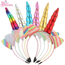 XIMA 6pcs/lot Girls Headbands Unicorn Headband Glitter Sequins Party Decoration Hairband Children Kids Hair Accessories 2024 - buy cheap
