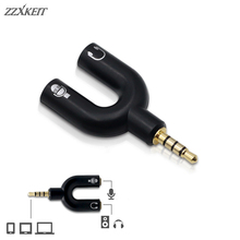 ZZXKEIT-adaptador en forma de U para auriculares, divisor de Audio estéreo de 3,5mm, 1 macho a 2 hembra, micrófono para Pc, IPhone y Smartphone, 1 ud. 2024 - compra barato