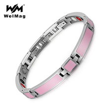 WelMag-Pulseras de acero inoxidable para mujer, pulsera de holograma curativo de madera de abeto magnética, 3 cierres, 2019 2024 - compra barato