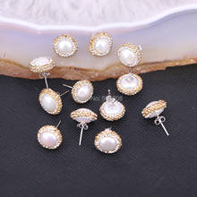 10Pairs Zyunz Jewelry CZ Crystal Pave Setting Round Shape Nature Pearl Stud Earrings For Women Jewelry 2024 - buy cheap