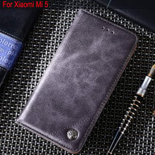 Funda abatible de cuero de lujo para Xiaomi mi 5 con ranura para tarjetas de soporte fundas de negocios Vintage para Xiaomi mi 5 mi 5 sin imanes 2024 - compra barato