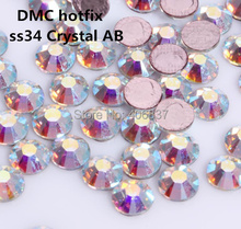 Frete grátis! Strass de cristal dmc de alta qualidade (144-7.0mm), ss34 (7.3), ab, strass em ferro/fixação quente 2024 - compre barato