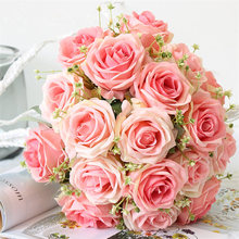 YO CHO-ramo de flores artificiales de seda para dama de honor, 9 cabezas de Rosa Gypsophila, de poliéster, para boda 2024 - compra barato