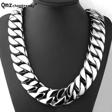 Qmzchentrendy 32MM 71CM Super Heavy Thick Mens Flat Round Curb Cuban Chain Necklaces Tone 316L Stainless Steel Hip hop Necklace 2024 - buy cheap