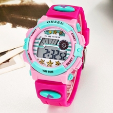 OHSEN Digital Kids Watches Girls Boys 50M Waterproof Rose Red Led Electronic Children Watches Silicone Strap Alarm Cartoon Clock 2024 - buy cheap