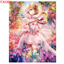 5d pintura diamante japonês anime bordado ponto cruz desenho animado menina imagem redonda quadrado jogo de brocas decoração inacabado 2024 - compre barato