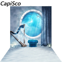 Capisco Fairy tale scene harp moon Round window Photography Backgrounds Customized Photographic Backdrops For Photo Studio 2024 - buy cheap