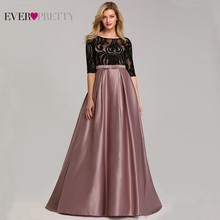 Contrast Color Evening Dresses Ever Pretty EP07866 2020 A-Line O-Neck Empire Lace Bow Elegant Sexy Party Gowns Robe De Soiree 2024 - buy cheap