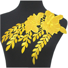 Patches bordados de ouro em ferro com apliques flores vintage faça você mesmo emblemas brilhantes metálicos ouro e prata 17cm * 34cm 2024 - compre barato