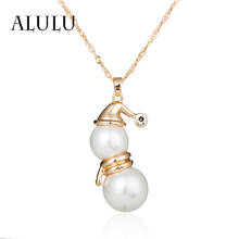 ALULU Romantic Snowman Pearl Women Pendant Necklace Rhinestone Pendant Jewelry For Women Plated Gold Necklaces & Pendants Female 2024 - buy cheap