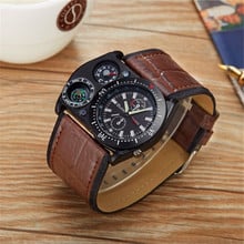 Brand OULM Mens Fashion Sports Watches for Big Wrist Casual Leather Quartz Watct Relogio Masculino Marca Original Esportivo 2018 2024 - buy cheap