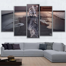 Canvas Painting Wall Art Frame For Living Room Nordic Decoration 5 Panel Animal Cat New Cuadros Tiger Modular Picture Poster 2024 - buy cheap