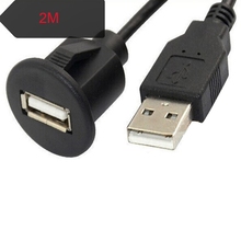 Cabo de extensão usb 2.0 macho para fêmea, placa de montagem de painel de carro, 2m pc 2024 - compre barato