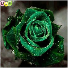 DPF DIY Drop green rose 5D diamond embroidery diamond painting cross stitch needlework crafts diamond mosaic square home decor 2024 - buy cheap