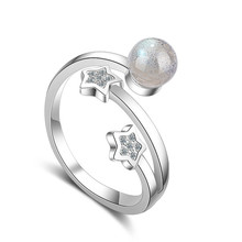 Nova chegada prata chapeado anéis para jóias femininas estrela de cristal brilhante feminino anéis de dedo ajustável menina natal 2024 - compre barato