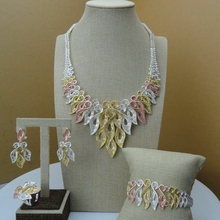 Yuminglai conjuntos de joias 24k douradas dubai para mulheres três tons fhk6487 2024 - compre barato