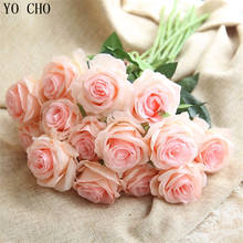 YO CHO christmas decor artificial silk rose flower valentine's day  fake rose floras branch wedding home decoration accessories 2024 - buy cheap