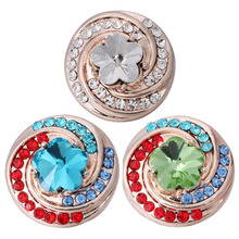 10 tamanhos novos botões de pressão de ouro rosê joias com strass 18mm botões de pressão de metal pulseira de encaixe para mulheres e homens 2024 - compre barato